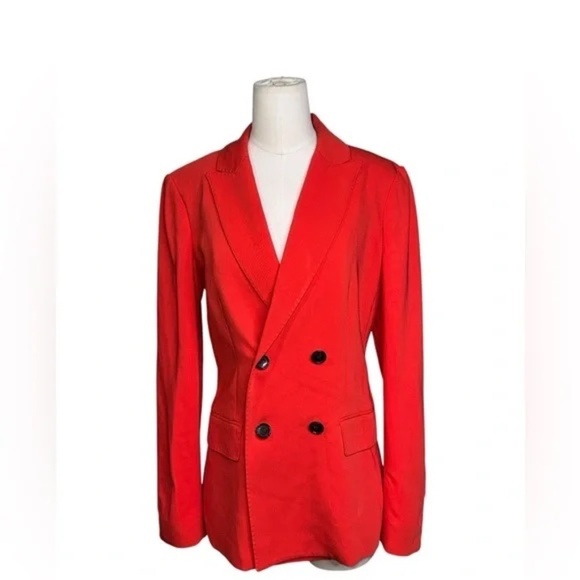 DONNA KARAN New York Women's double-breasted blazer Poppy Orange Sz Small Sz 6 - Picture 6 of 8